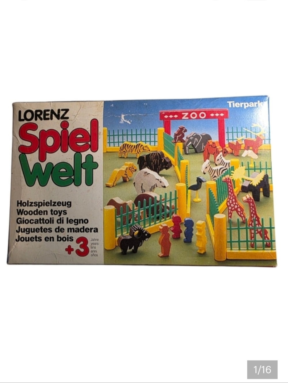Vintage Lorenz Spiel Welt Wooden Zoo Set West Germany Tierpark Wood Toy Animals